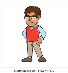 Cartoon Smart Dad Character Illustration