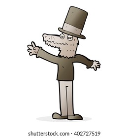 cartoon smartly dressed werewolf