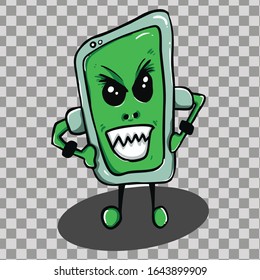 Cartoon Smartphone Angry Pose Stock Vector (Royalty Free) 1643899909 ...