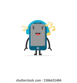 Cartoon smartphone character. Flat Design. Vector Illustration. 