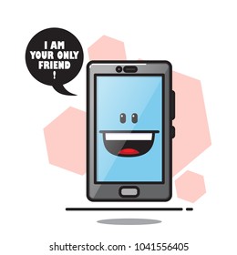 Cartoon smartphone character. Vector illustration