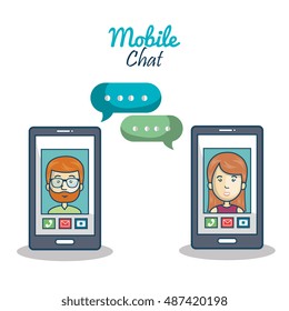 cartoon smartphone chracter mobile chat graphic