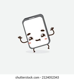 Cartoon smartphone cute character funny device. Gadget emotions. Vector flat style cartoon phone illustration isolated on white background