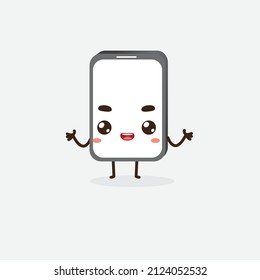 Cartoon smartphone cute character funny device. Gadget emotions. Vector flat style cartoon phone illustration isolated on white background