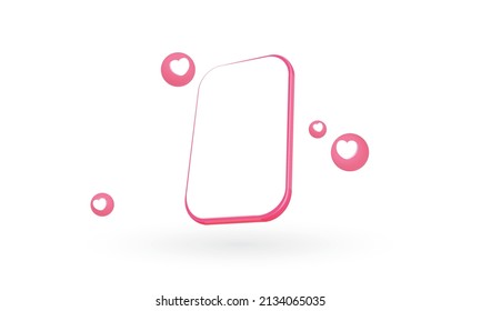 Cartoon smartphone with emoji speech bubble and copyspace, Valentines day, Mobile phone mockup