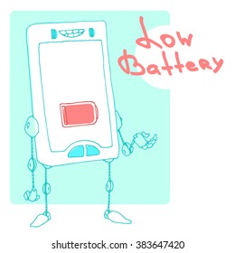 Cartoon Smart-phone Low Battery