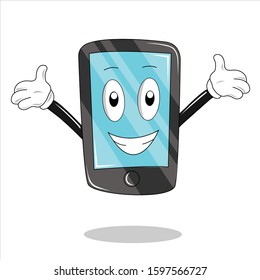 Cartoon Smartphone Mascot Funny Character Stock Vector (Royalty Free ...