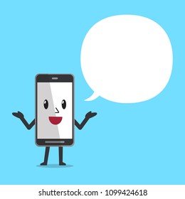 Cartoon smartphone with speech bubble for design.