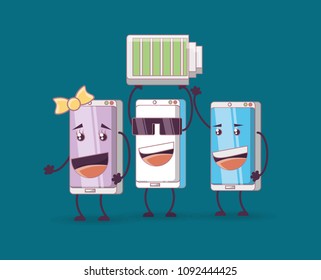 cartoon smartphones design