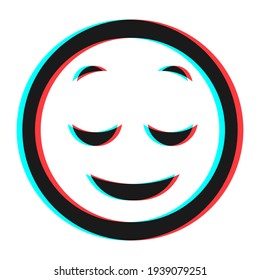 Cartoon Smile Emoticon Symbol, Icon In 3d Effect With Blue And Red Color