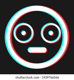 Cartoon smile emoticon symbol, icon in 3d effect with blue and red color