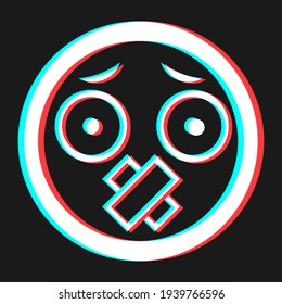 Cartoon smile emoticon symbol, icon in 3d effect with blue and red color