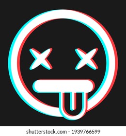 Cartoon smile emoticon symbol, icon in 3d effect with blue and red color