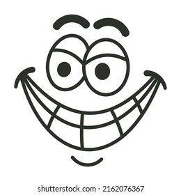 Cartoon smile face emotion vector illustration isolated on a white background.