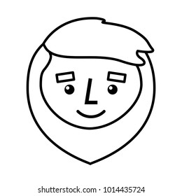 cartoon smile face man beard character outline