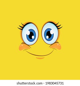 Cartoon smile icon isolated on yellow background. Smiling face suitable for cartoon character mask. Vector illustration EPS 10.