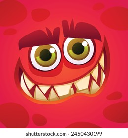 Cartoon smile monster character face expression. Vector illustration