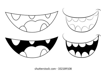 Cartoon Smile Mouth Lips Teeth Vector Stock Vector (Royalty Free ...