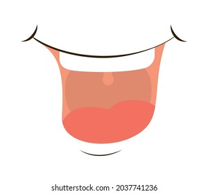 Cartoon smile mouth with teeth and tongue
