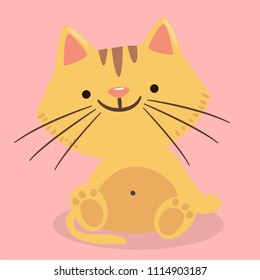 Cartoon ฺCat Smile Pink Background Vector Image
