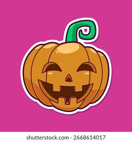 Vector de calabaza de la sonrisa de la historieta, elemento de halloween, festival para el cartel o la etiqueta engomada