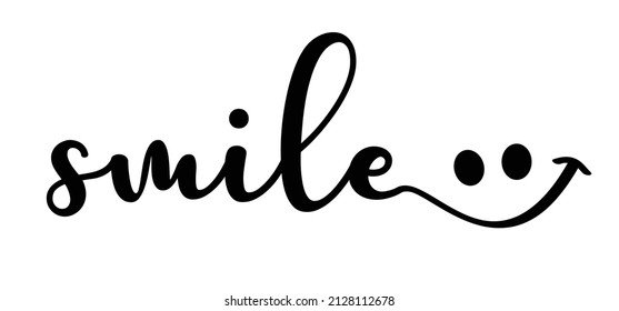 Cartoon smile slogan. Good vibes. Smiling with happy face. Vector concept. Fun of funny face. World smile day. Happy smile emoji icon. Inspirational quote.