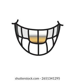 Modelo de ícone de vetor de sorriso de desenho animado, Boca rir bonitinho desenhos animados doodle expressão isolada