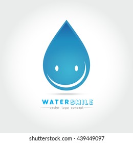 Cartoon smile water drop character Save water concept ,on white background Vector illustration