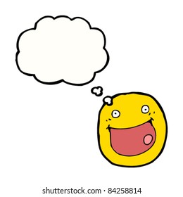 caricatura cara sonriente con burbuja de pensamiento