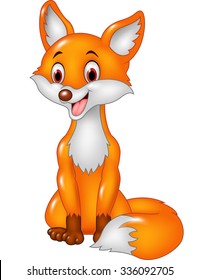 Cartoon smiley fox sitting 