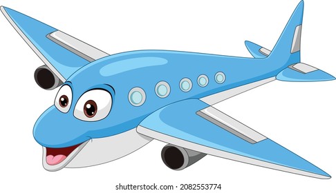 Cartoon smiling airplane mascot character