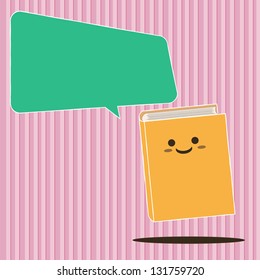 Cartoon Smiling book with speech bubble