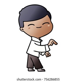 cartoon smiling boy pointing