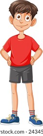 Cartoon of a smiling boy standing with hands on hips