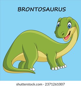 Cartoon smiling brontosaurus character design illustration