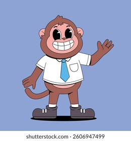 Cartoon smiling business monkey illustration