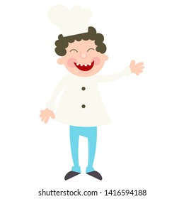 Cartoon Smiling Chef Character. Vector Illustration. Isolated on White Background.