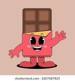 Cartoon smiling chocolate bar mascot