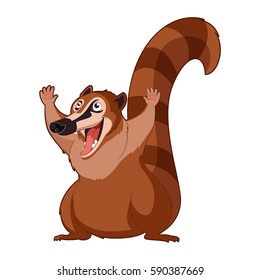 Cartoon smiling Coati