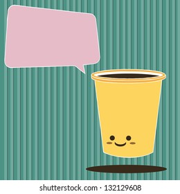 Cartoon Smiling Coffee and bubble