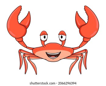 
cartoon smiling crab isolated on white background vector illustration