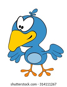 Cartoon smiling crow isolated on white background