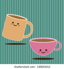 Cartoon Smiling a cup of coffee