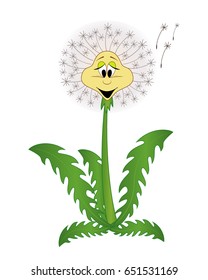 Cartoon smiling dandelion