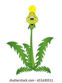 Cartoon Smiling Dandelion