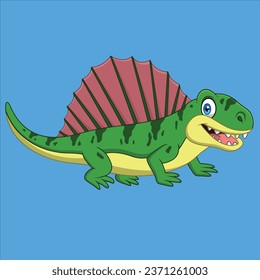 Ilustración de diseño de caracteres aislados de dimetrodon sonriente