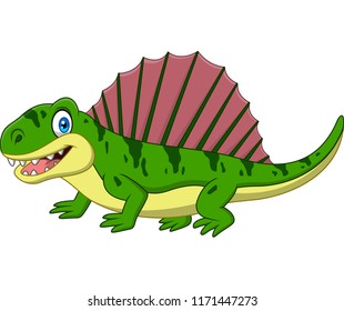 Cartoon smiling dimetrodon isolated on white background