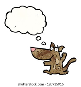 caricatura perro sonriente con burbuja de pensamiento