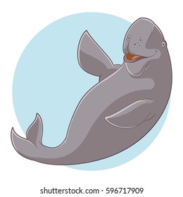 Cartoon Smiling Dugong