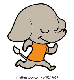 cartoon smiling elephant running